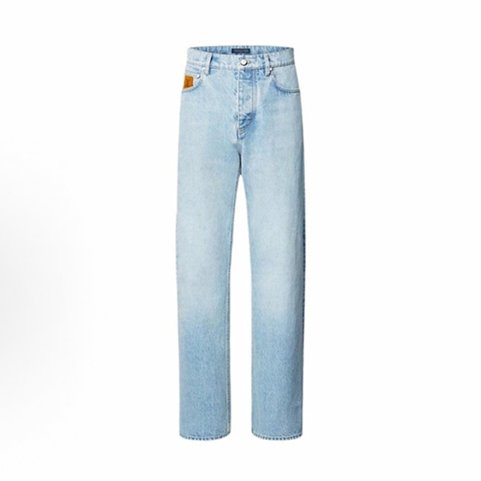 lv louis vuitton back pocket embroidery denim pants